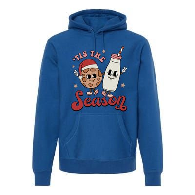 Tis The Season Cookies Milk Santa Hat Christmas Retro Xmas Gift Premium Hoodie