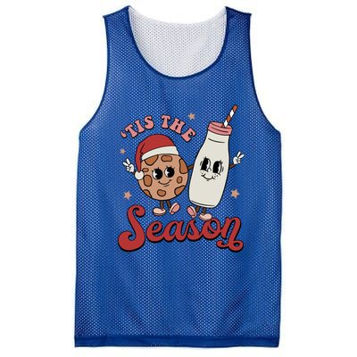 Tis The Season Cookies Milk Santa Hat Christmas Retro Xmas Gift Mesh Reversible Basketball Jersey Tank