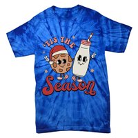 Tis The Season Cookies Milk Santa Hat Christmas Retro Xmas Gift Tie-Dye T-Shirt