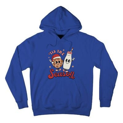 Tis The Season Cookies Milk Santa Hat Christmas Retro Xmas Gift Tall Hoodie