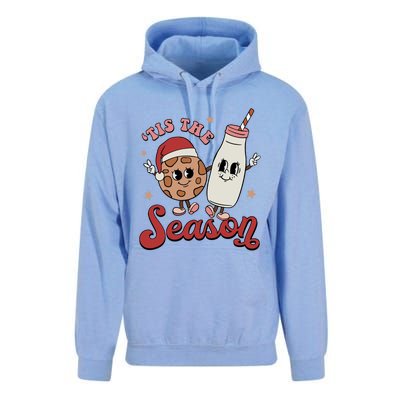 Tis The Season Cookies Milk Santa Hat Christmas Retro Xmas Gift Unisex Surf Hoodie