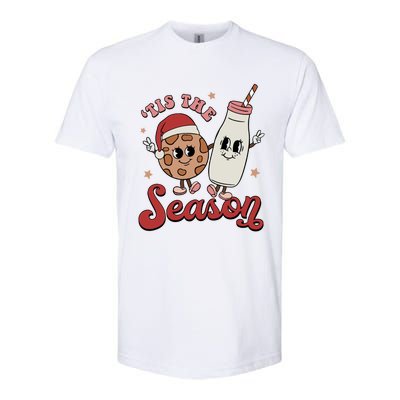 Tis The Season Cookies Milk Santa Hat Christmas Retro Xmas Gift Softstyle CVC T-Shirt