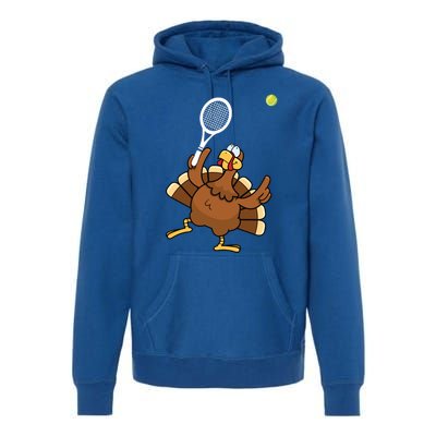 Turkey Tennis Sunset Retro Thanksgiving Sport Gift Premium Hoodie