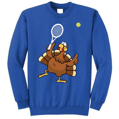 Turkey Tennis Sunset Retro Thanksgiving Sport Gift Tall Sweatshirt