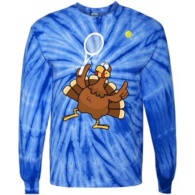 Turkey Tennis Sunset Retro Thanksgiving Sport Gift Tie-Dye Long Sleeve Shirt