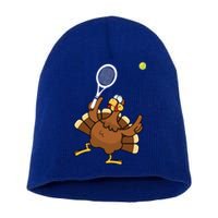 Turkey Tennis Sunset Retro Thanksgiving Sport Gift Short Acrylic Beanie