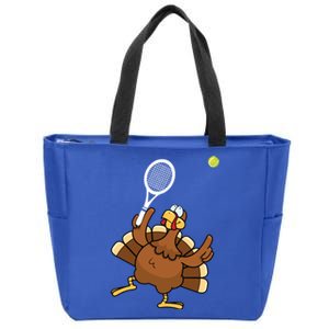 Turkey Tennis Sunset Retro Thanksgiving Sport Gift Zip Tote Bag