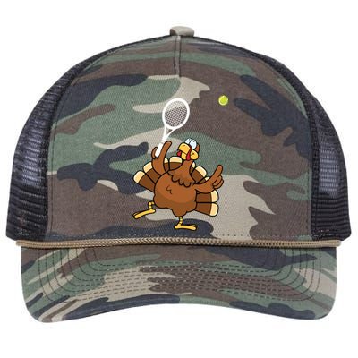 Turkey Tennis Sunset Retro Thanksgiving Sport Gift Retro Rope Trucker Hat Cap