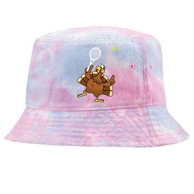 Turkey Tennis Sunset Retro Thanksgiving Sport Gift Tie-Dyed Bucket Hat