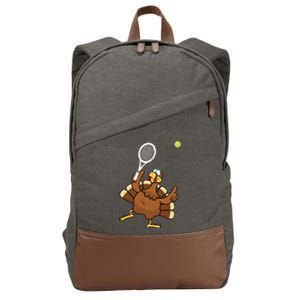 Turkey Tennis Sunset Retro Thanksgiving Sport Gift Cotton Canvas Backpack