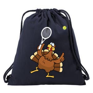 Turkey Tennis Sunset Retro Thanksgiving Sport Gift Drawstring Bag