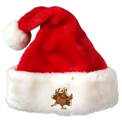 Turkey Tennis Sunset Retro Thanksgiving Sport Gift Premium Christmas Santa Hat