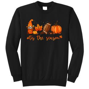 Tis The Season Pumpkin Leaf Latte Fall Thanksgiving Football Sweatshirt