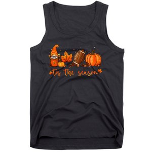 Tis The Season Pumpkin Leaf Latte Fall Thanksgiving Football Tank Top