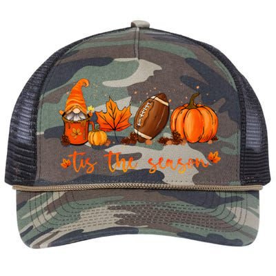 Tis The Season Pumpkin Leaf Latte Fall Thanksgiving Football Retro Rope Trucker Hat Cap