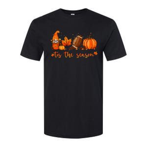 Tis The Season Pumpkin Leaf Latte Fall Thanksgiving Football Softstyle CVC T-Shirt