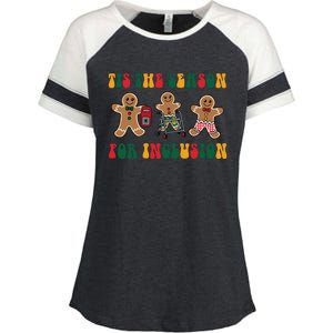 Tis The Season For Inclusion Christmas Gingerbread Xmas Holiday Enza Ladies Jersey Colorblock Tee