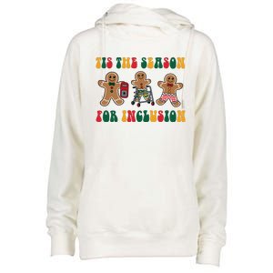 Tis The Season For Inclusion Christmas Gingerbread Xmas Holiday Womens Funnel Neck Pullover Hood