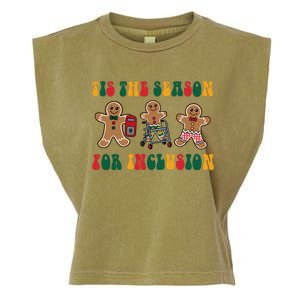 Tis The Season For Inclusion Christmas Gingerbread Xmas Holiday Garment-Dyed Women's Muscle Tee