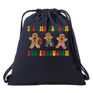 Tis The Season For Inclusion Christmas Gingerbread Xmas Holiday Drawstring Bag