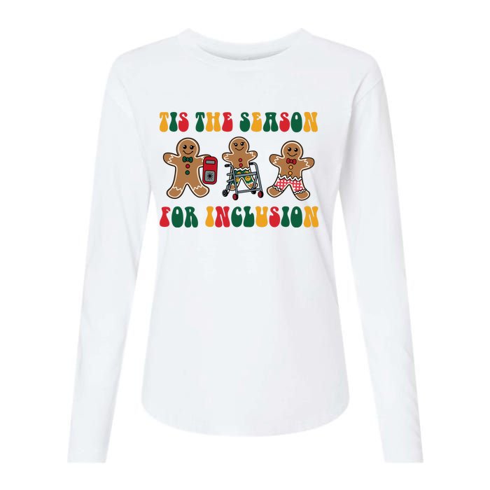 Tis The Season For Inclusion Christmas Gingerbread Xmas Holiday Womens Cotton Relaxed Long Sleeve T-Shirt