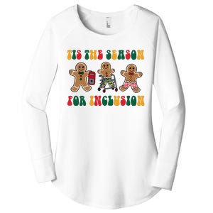 Tis The Season For Inclusion Christmas Gingerbread Xmas Holiday Women's Perfect Tri Tunic Long Sleeve Shirt