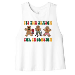 Tis The Season For Inclusion Christmas Gingerbread Xmas Holiday Women's Racerback Cropped Tank