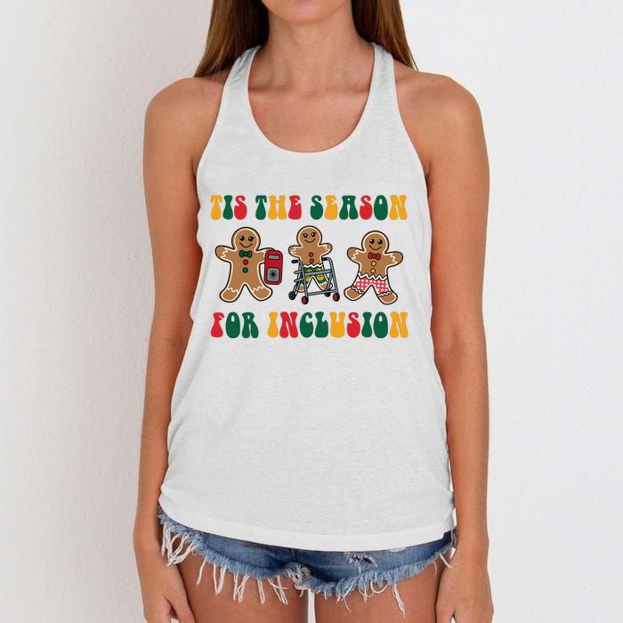 Tis The Season For Inclusion Christmas Gingerbread Xmas Holiday Women's Knotted Racerback Tank