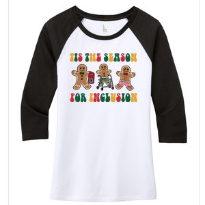 Tis The Season For Inclusion Christmas Gingerbread Xmas Holiday Women's Tri-Blend 3/4-Sleeve Raglan Shirt