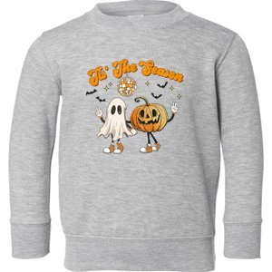 Tis The Season Retro Ghost Pumpkin Halloween Thanksgiving Toddler Sweatshirt