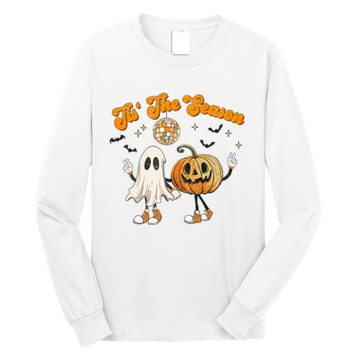 Tis The Season Retro Ghost Pumpkin Halloween Thanksgiving Long Sleeve Shirt