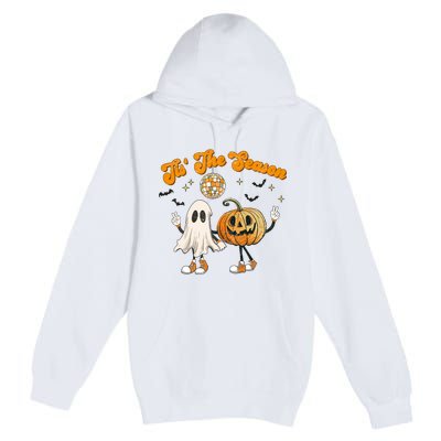 Tis The Season Retro Ghost Pumpkin Halloween Thanksgiving Premium Pullover Hoodie