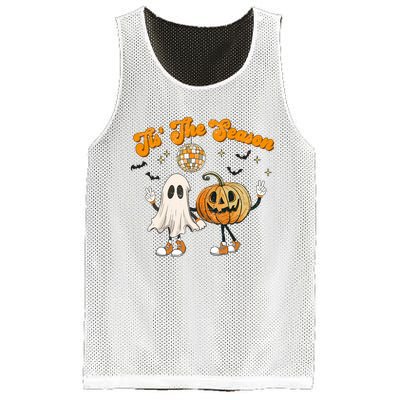 Tis The Season Retro Ghost Pumpkin Halloween Thanksgiving Mesh Reversible Basketball Jersey Tank