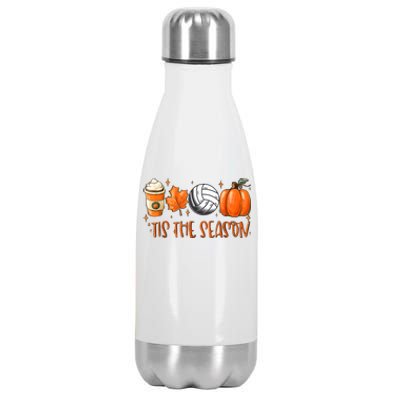 Tis The Season Pumpkin Leaf Latte Fall Volleyball Stainless Steel Insulated Water Bottle