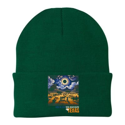 Texas Total Solar Eclipse Retro April 8 2024 Astronomy Knit Cap Winter Beanie