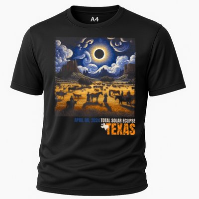 Texas Total Solar Eclipse Retro April 8 2024 Astronomy Cooling Performance Crew T-Shirt