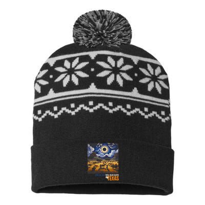 Texas Total Solar Eclipse Retro April 8 2024 Astronomy USA-Made Snowflake Beanie