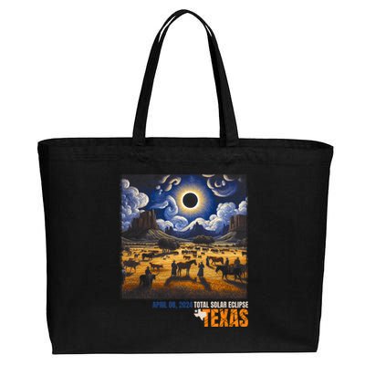 Texas Total Solar Eclipse Retro April 8 2024 Astronomy Cotton Canvas Jumbo Tote