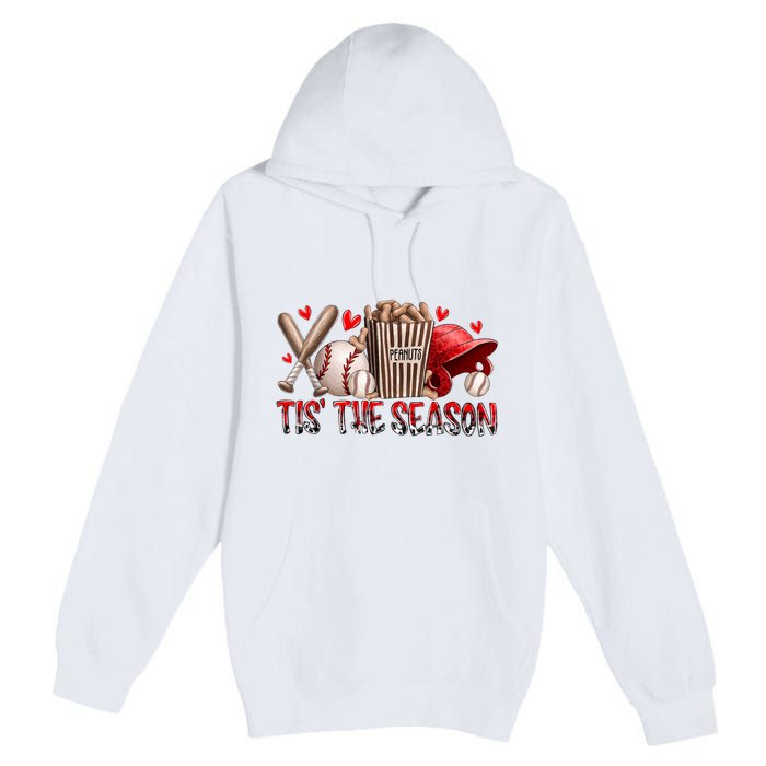 Tis The Season Baseball Game Day Sports Fan Baseball Lover Premium Pullover Hoodie