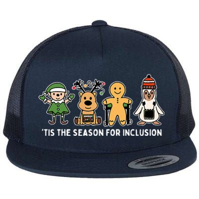 Tis The Season For Inclusion Ot Pt Slp Therapist Christmas Flat Bill Trucker Hat