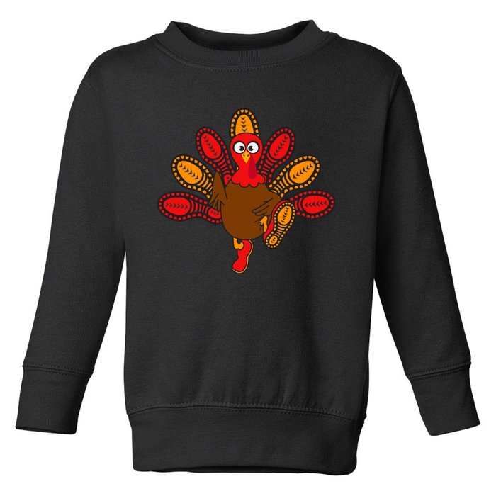 Thanksgiving Trot Squad Turkey Toddler Sweatshirt