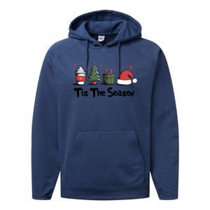 Tis The Season Christmas Holiday Coffee Santa Claus Performance Fleece Hoodie