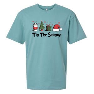 Tis The Season Christmas Holiday Coffee Santa Claus Sueded Cloud Jersey T-Shirt