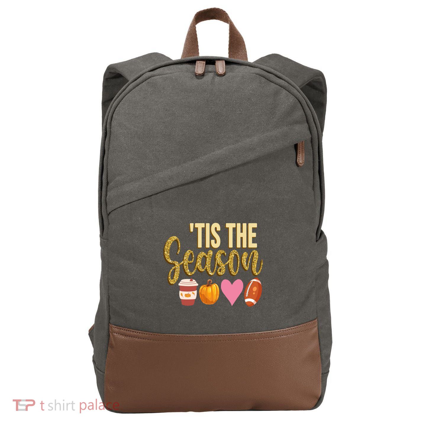 Tis The Season Fall Lover Cute Cotton Canvas Backpack