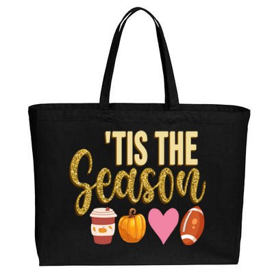 Tis The Season Fall Lover Cute Cotton Canvas Jumbo Tote