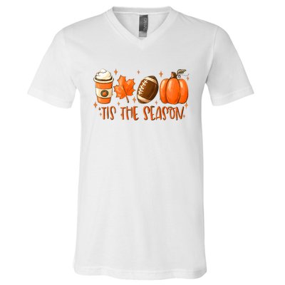 Tis The Season Football Football Fall Thanksgiving V-Neck T-Shirt