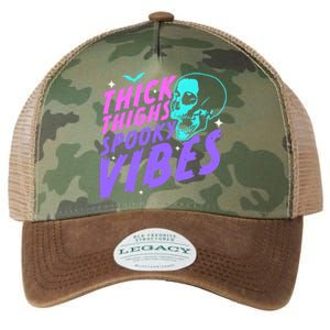 Thick Thighs Spooky Vibes Funny Halloween Skull Pastel Goth Great Gift Legacy Tie Dye Trucker Hat