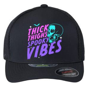 Thick Thighs Spooky Vibes Funny Halloween Skull Pastel Goth Great Gift Flexfit Unipanel Trucker Cap