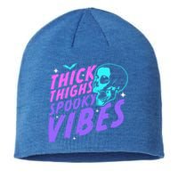 Thick Thighs Spooky Vibes Funny Halloween Skull Pastel Goth Great Gift Sustainable Beanie