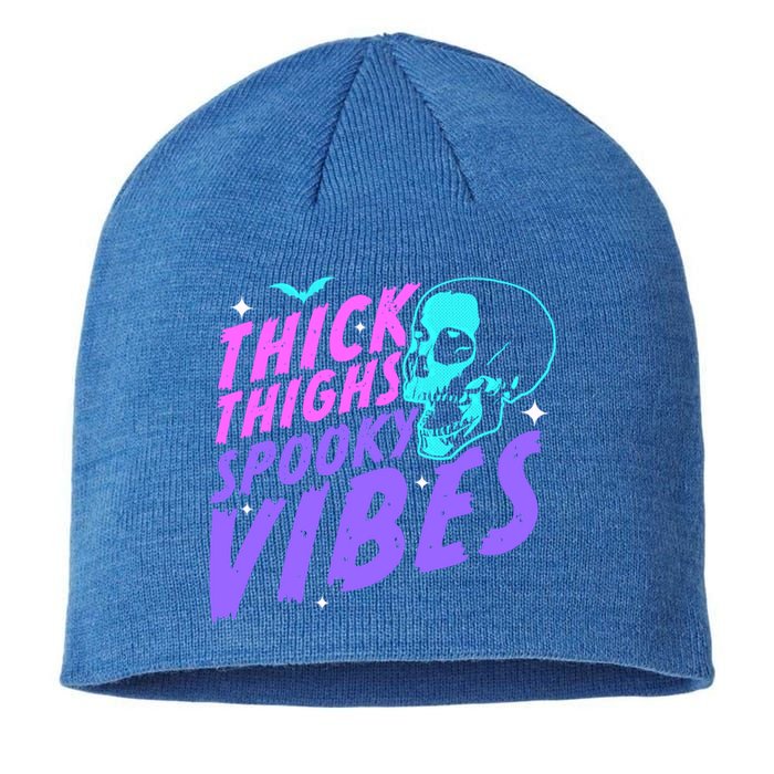 Thick Thighs Spooky Vibes Funny Halloween Skull Pastel Goth Great Gift Sustainable Beanie